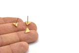Brass Triangle Earring, 10 Raw Brass Triangle Stud Earrings (7x1.5mm) D1505 A1378