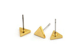 Gold Triangle Earring, 6 Gold Plated Brass Triangle Stud Earrings (7x1.5mm) D1505 A1378