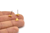 Gold Triangle Earring, 6 Gold Plated Brass Triangle Stud Earrings (7x1.5mm) D1505 A1378