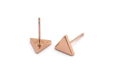 Rose Gold Triangle Earring, 4 Rose Gold Plated Brass Triangle Stud Earrings (7x1.5mm) D1505 A1378