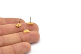 Semi Circle Earring, 8 Gold Plated Brass Half Moon Stud Earrings (9x5x1mm) D0601 A1848
