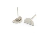 Semi Circle Earring, 10 Antique Silver Plated Brass Half Moon Stud Earrings (9x5x1mm) D0601 A1848