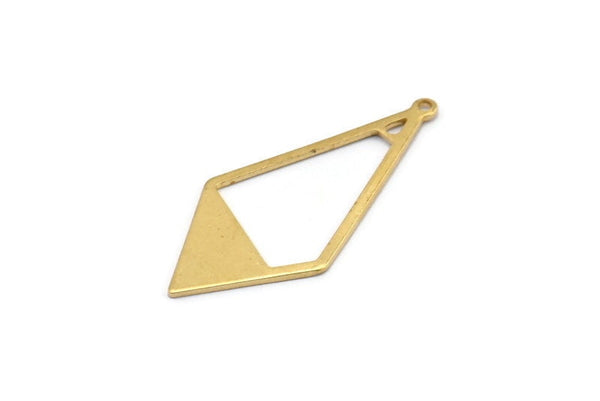 Brass Diamond Charm, 24 Raw Brass Rhombus Charms With 1 Loop, Earrings, Findings (36x16x0,80mm) D0709