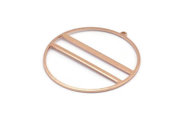 Rose Gold Circle Charm, 2 Rose Gold Plated Brass Textured Circle Charm Earrings With 1 Loop, Pendants, Findings (45x43x1mm)  D0797 Q0978