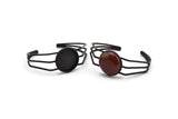 Black Triple Bracelet, 1 Oxidized Brass Black Triple Bracelet 25mm Pad Size (68x17x1.5mm) R033