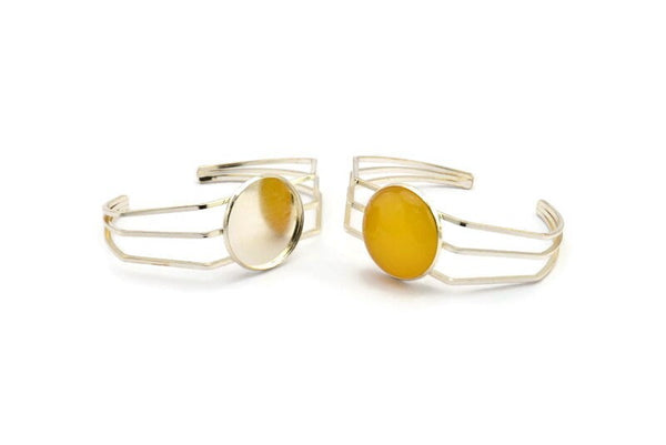 Silver Triple Bracelet, 1 925K Sterling Plated Brass Triple Bracelet 25mm Pad Size (68x17x1.5mm) R033