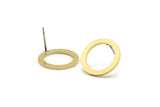 Brass Circle Earring, 6 Raw Brass Circle Stud Earrings (16x2x1mm) A2884 A2895