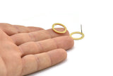 Brass Circle Earring, 6 Raw Brass Circle Stud Earrings (16x2x1mm) A2884 A2895