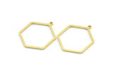 Brass Hexagon Charm, 12 Raw Brass Hexagon Shaped Charms With 1 Loop, Earring Findings, Geometric Charms (28x23x1mm) A3000