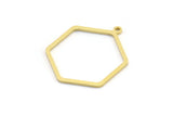 Brass Hexagon Charm, 12 Raw Brass Hexagon Shaped Charms With 1 Loop, Earring Findings, Geometric Charms (28x23x1mm) A3000