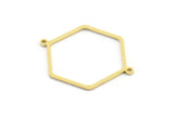 Brass Hexagon Connector, 12 Raw Brass Hexagon Shaped Connectors With 2 Loops, Earring Findings, Geometric Connectors (35x26x1mm) A3002