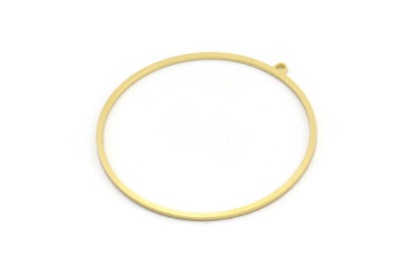 Brass Round Charm, 12 Raw Brass Round Shaped Charms With 1 Loop, Earring Findings, Geometric Charms (46x45x1mm) A3004