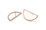 Rose Gold Earring, 4 Rose Gold Plated Brass Semi Circle Stud Earrings (30x15x1.2mm) Bs 1173 A1374 Q1036