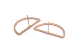 Rose Gold Earring, 4 Rose Gold Plated Brass Semi Circle Stud Earrings (30x15x1.2mm) Bs 1173 A1374 Q1036
