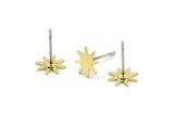 Brass Star Earring, 12 Raw Brass Star Stud Earrings (7x0.60mm) D1188 A1107