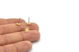 Brass Star Earring, 12 Raw Brass Star Stud Earrings (7x0.60mm) D1188 A1107