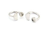 Silver Ring Settings, 925 Silver Brass Moon And Planet Ring With 1 Stone Setting - Pad Size 6mm R053