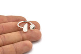 Silver Ring Settings, 925 Silver Brass Moon And Planet Ring With 1 Stone Setting - Pad Size 6mm R053