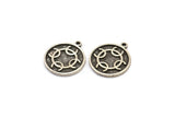 Nordic Runes Charm, 2 Antique Silver Plated Brass Viking Talisman Of Transmutator Symbol Charms With 1 Loop (20x17x1.5mm) N2031
