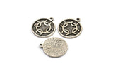 Nordic Runes Charm, 2 Antique Silver Plated Brass Viking Talisman Of Transmutator Symbol Charms With 1 Loop (20x17x1.5mm) N2031