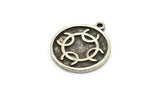 Nordic Runes Charm, 2 Antique Silver Plated Brass Viking Talisman Of Transmutator Symbol Charms With 1 Loop (20x17x1.5mm) N2031