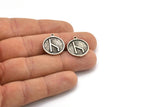 Nordic Runes Charm, 2 Antique Silver Plated Brass Viking Ilumina Caminos Symbol Charms With 1 Loop, Viking Runes (20x17x1.5mm) N2035