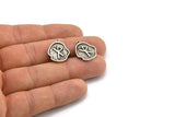 Nordic Runes Charm, 4 Antique Silver Plated Brass Viking Safe Travels Symbol Rune Charms With 1 Loop, Viking Runes (19x16x1.5mm) N2047