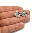 Nordic Runes Charm, 4 Antique Silver Plated Brass Viking Health Symbol Rune Charms With 1 Loop, Norse Viking Runes, (19x16x1.5mm) N2049