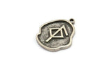 Nordic Runes Charm, 4 Antique Silver Plated Brass Viking Health Symbol Rune Charms With 1 Loop, Norse Viking Runes, (19x16x1.5mm) N2049