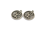 Nordic Runes Charm, 2 Antique Silver Plated Brass Viking Talisman Of Love Symbol Charms With 1 Loop, Viking Runes (20x17x1.5mm) N2042