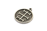 Nordic Runes Charm, 2 Antique Silver Plated Brass Viking Talisman Of Concentration Symbol Charms With 1 Loop (20x17x1.5mm) N2036