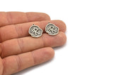 Nordic Runes Charm, 4 Antique Silver Plated Brass Viking Energy Symbol Rune Charms With 1 Loop, Norse Viking Runes (19x16x1.5mm) N2043