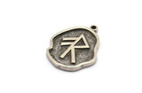 Nordic Runes Charm, 4 Antique Silver Plated Brass Viking Energy Symbol Rune Charms With 1 Loop, Norse Viking Runes (19x16x1.5mm) N2043