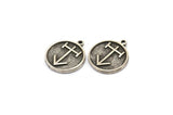 Nordic Runes Charm, 2 Antique Silver Plated Brass Viking Talisman Of Viajes Symbol Charms With 1 Loop, Viking Runes (20x17x1.5mm) N2038
