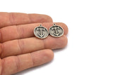 Nordic Runes Charm, 2 Antique Silver Plated Brass Viking Talisman Of Viajes Symbol Charms With 1 Loop, Viking Runes (20x17x1.5mm) N2038