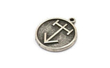 Nordic Runes Charm, 2 Antique Silver Plated Brass Viking Talisman Of Viajes Symbol Charms With 1 Loop, Viking Runes (20x17x1.5mm) N2038