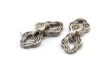 Silver Chain Earring, 2 Antique Silver Plated Brass Soldered Chain Stud Earrings N1822