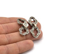Silver Chain Earring, 2 Antique Silver Plated Brass Soldered Chain Stud Earrings N1822