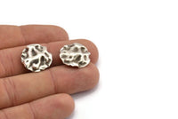 Silver Wavy Disc, 10 Antique Silver Plated Brass Wavy Disc Charms With 1 Hole, Earrings, Findings (19x18x0.60mm) D0727