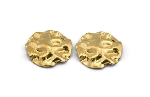 Brass Wavy Disc, 24 Raw Brass Wavy Disc Charms With 1 Hole, Earrings, Findings (19x18x0.60mm) D0727