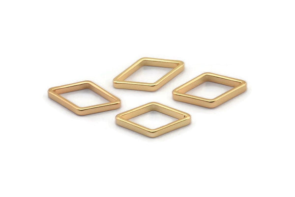Gold Diamond Charm, 10 Gold Plated Brass Wide Cut Open Diamond Ring Charms (9x17x0.8x2mm) D0138