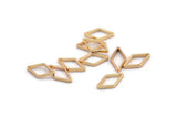 Gold Diamond Charm, 10 Gold Plated Brass Wide Cut Open Diamond Ring Charms (9x17x0.8x2mm) D0138