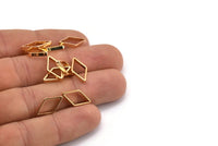 Gold Diamond Charm, 10 Gold Plated Brass Wide Cut Open Diamond Ring Charms (9x17x0.8x2mm) D0138