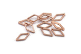 Rose Gold Diamond Charm, 10 Rose Gold Plated Brass Wide Cut Open Diamond Ring Charms (9x17x0.8x2mm) D0138