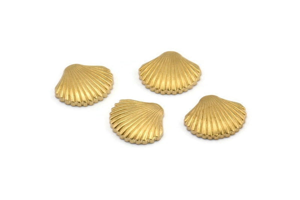Brass Shell Blank, 12 Raw Brass Sea Shell Blanks, Earrings, Findings (13x11x2mm) D994