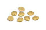 Brass Shell Blank, 12 Raw Brass Sea Shell Blanks, Earrings, Findings (13x11x2mm) D994