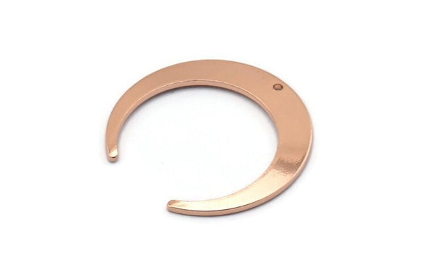 Gül Altın Ay Tılsımı, 1 Delikli 2 Gül Altın Kaplama Pirinç Hilal Ay Tılsımı, Bağlantı Parçaları (26x27x1mm) D0692 Q0760