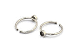 Silver Ring Settings, 4 Antique Silver Plated Brass Round Ring With 1 Stone Setting - Pad Size 4mm N1761 H1072