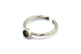 Silver Ring Settings, 4 Antique Silver Plated Brass Round Ring With 1 Stone Setting - Pad Size 4mm N1761 H1072