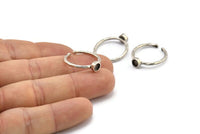 Silver Ring Settings, 4 Antique Silver Plated Brass Round Ring With 1 Stone Setting - Pad Size 4mm N1761 H1072